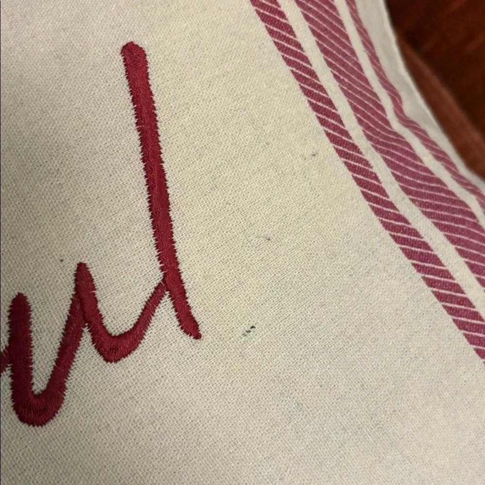 Prairie Rachel Ashwell Joyful Embroidered Holiday Throw Pillow Red Natural 18x11